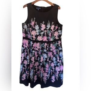 RSVP by TALBOTS Black Floral print sleeveless dress size 14W.
